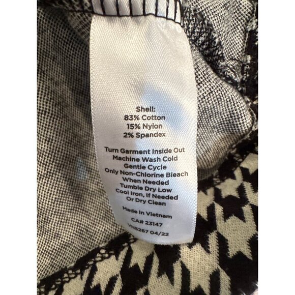 Talbots Houndstooth Puff Sleeve Womens Top Blouse Black and White Shirt Medium - Picture 4 of 5